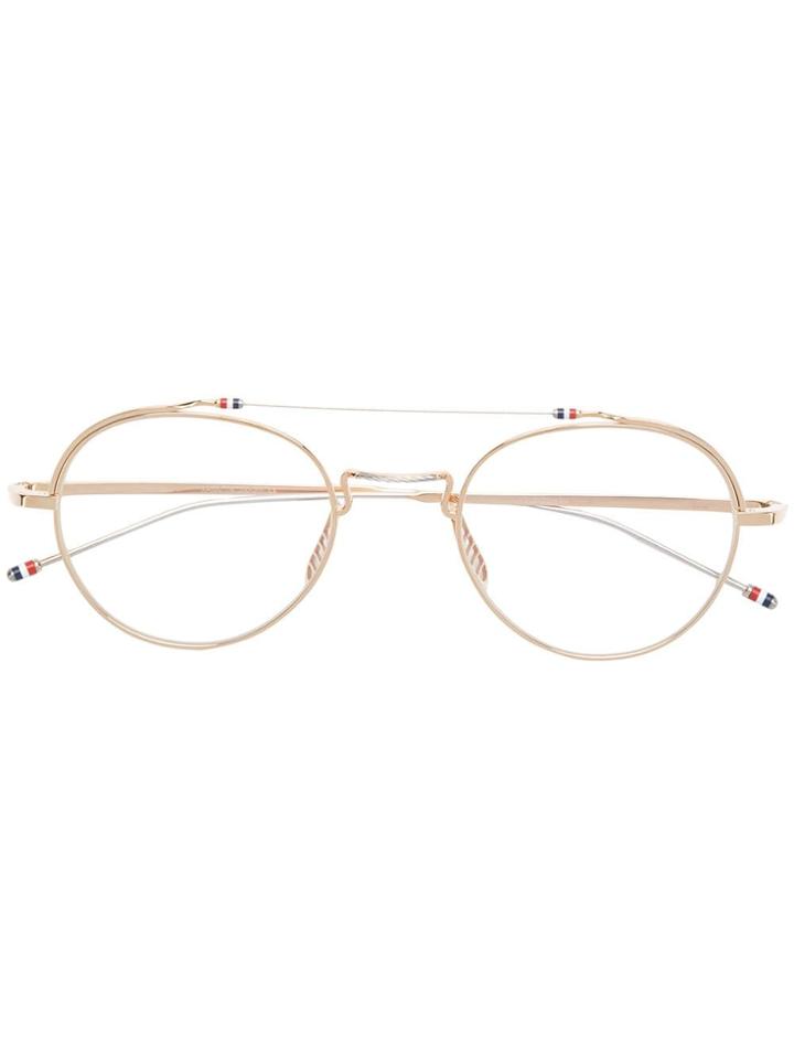 Thom Browne Eyewear Rounded Clear Glasses - Gold