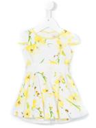Blumarine - Floral Print Dress - Kids - Cotton/polyamide/spandex/elastane - 24 Mth, Yellow/orange