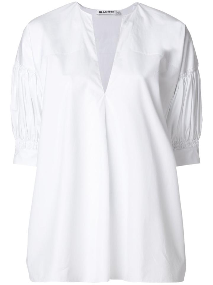 Jil Sander V-neck Flared Top - White
