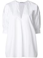 Jil Sander V-neck Flared Top - White