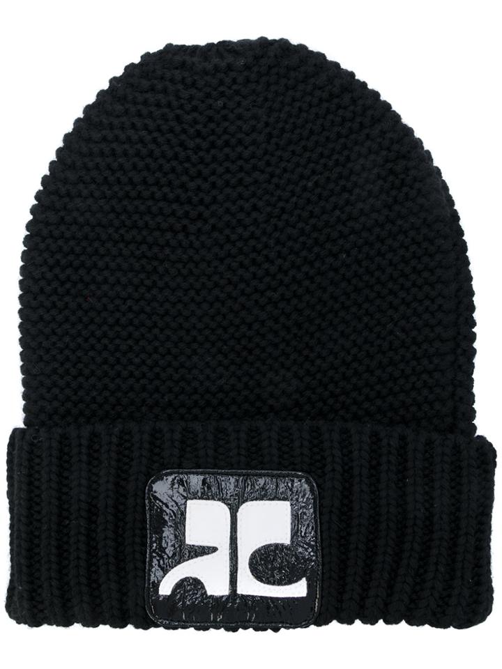 Courrèges Logo Patch Beanie - Black