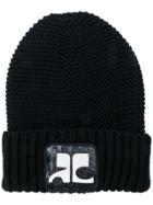 Courrèges Logo Patch Beanie - Black
