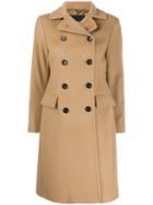 Paltò Double Breasted Fitted Coat - Brown