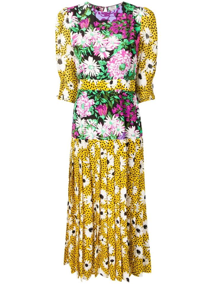 Rixo London Leopard Daisy Retro Dress - Yellow