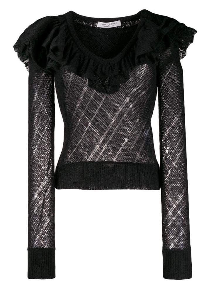 Philosophy Di Lorenzo Serafini Ruffle Neck Sweater - Black