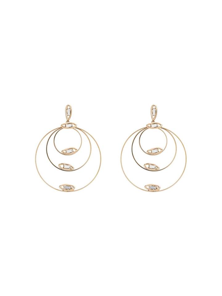 Rosantica Metallic Gold Triple Hoop Crystal Embellished Earrings