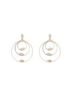 Rosantica Metallic Gold Triple Hoop Crystal Embellished Earrings
