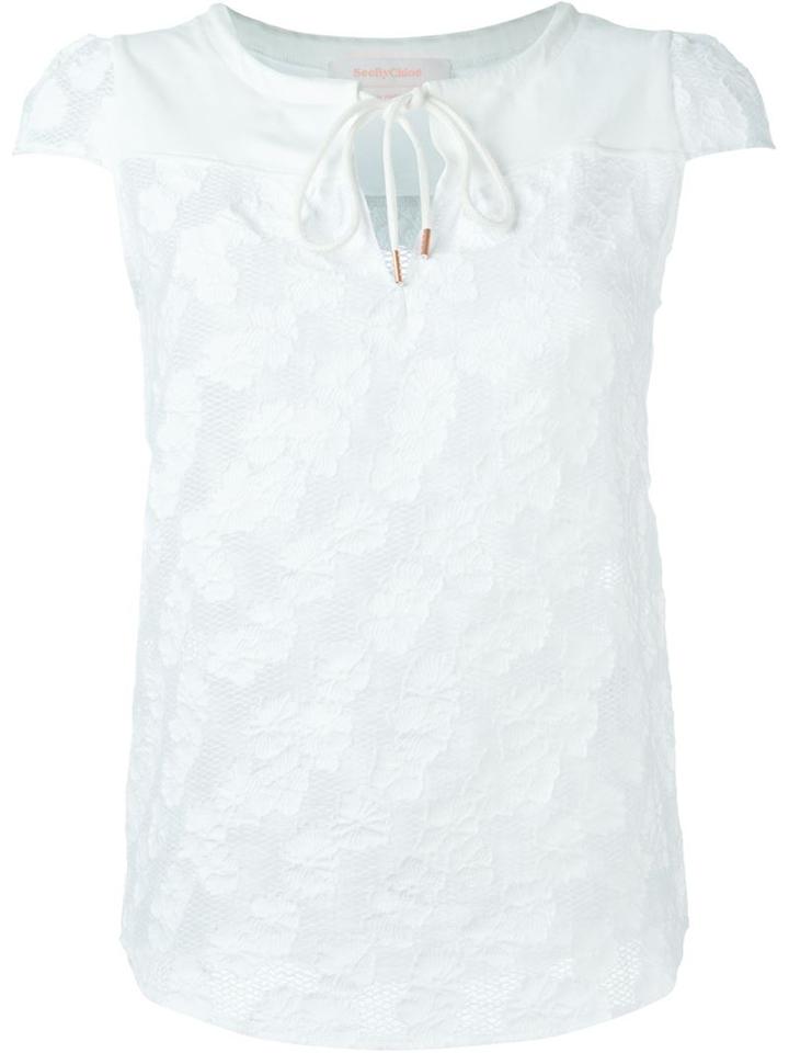 See By Chloé Embroidered Flower Mesh Blouse