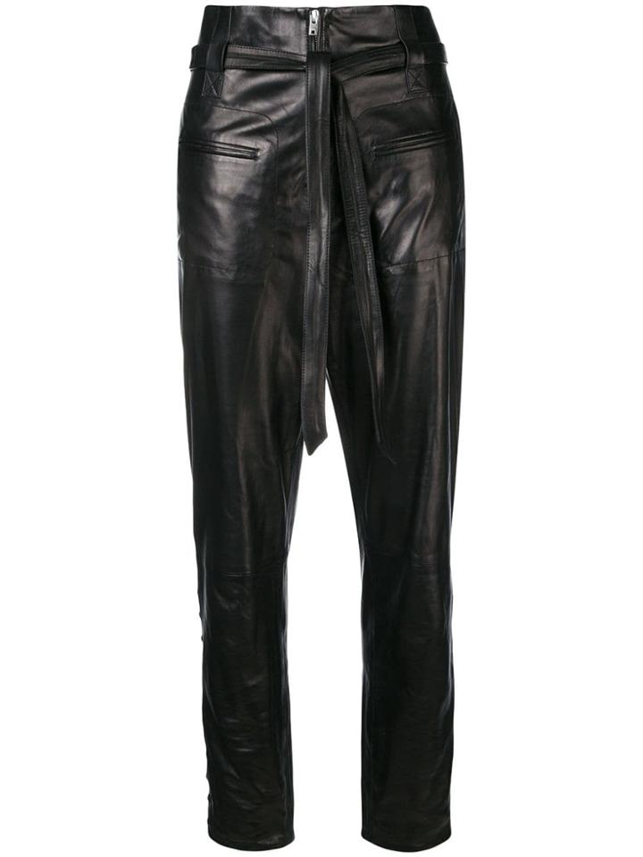 Iro Lambskin Cropped Trousers - Black