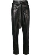Iro Lambskin Cropped Trousers - Black