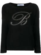 Blumarine Logo Knitted Top - Black