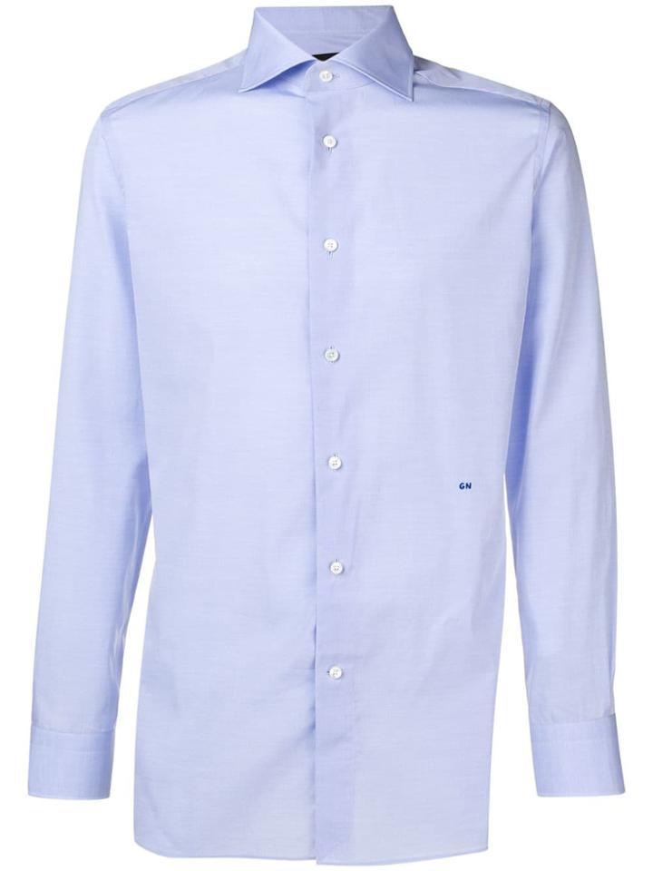 Z Zegna Fitted Spread Collar Shirt - Blue