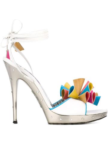 Emilio Pucci Vintage Floral Appliqué Sandals - White