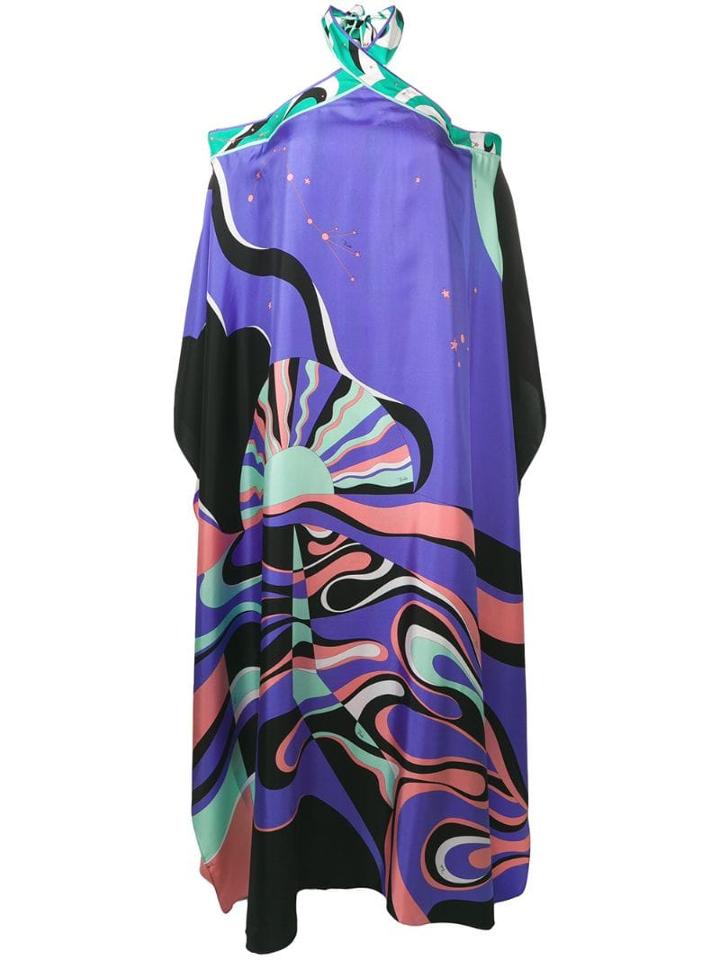 Emilio Pucci Copacabana Print Halterneck Silk Dress - Purple