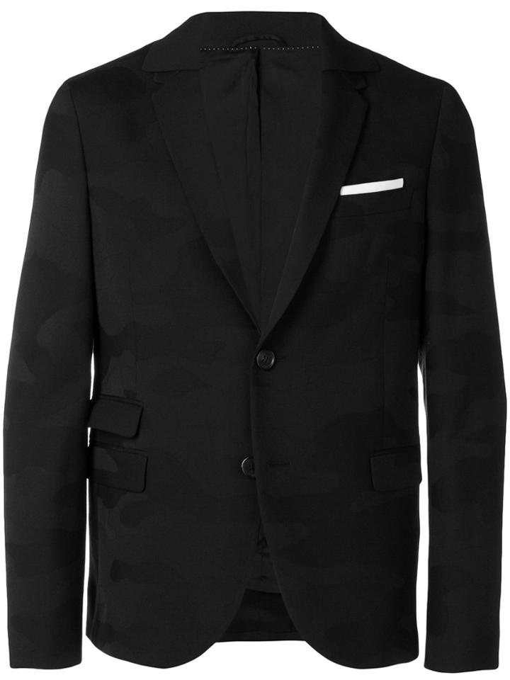 Neil Barrett Contrast Pocket Square Blazer - Black