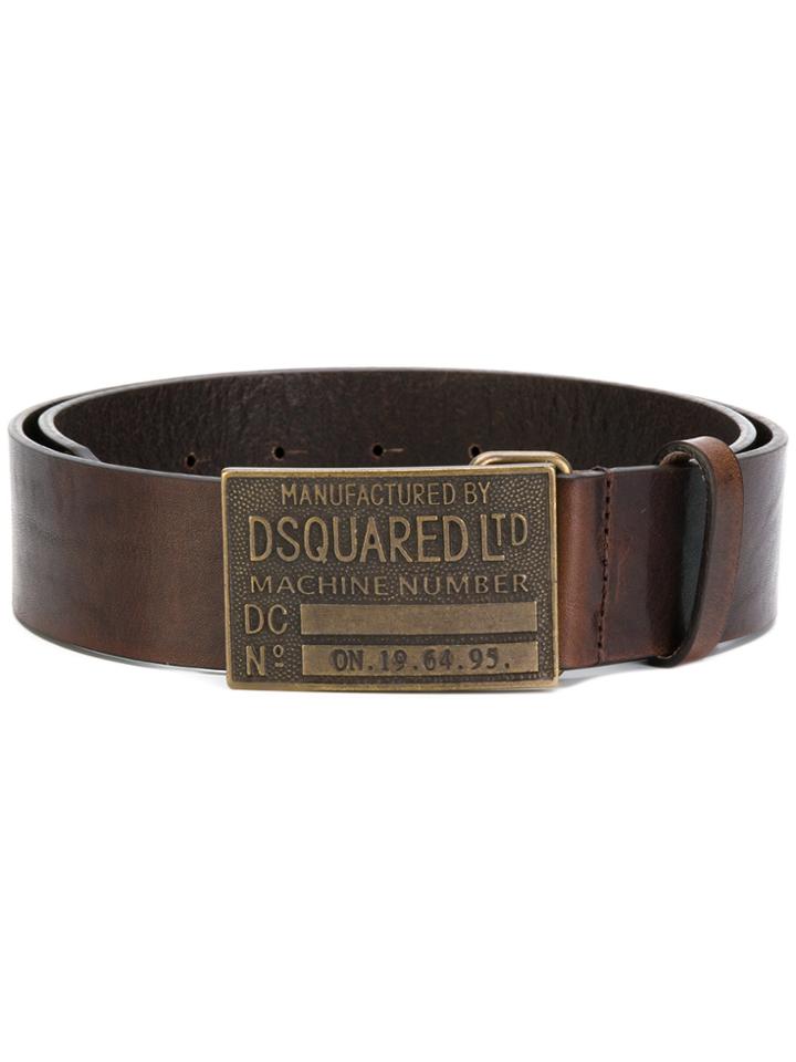 Dsquared2 Embossed Metal Buckle Belt - Brown