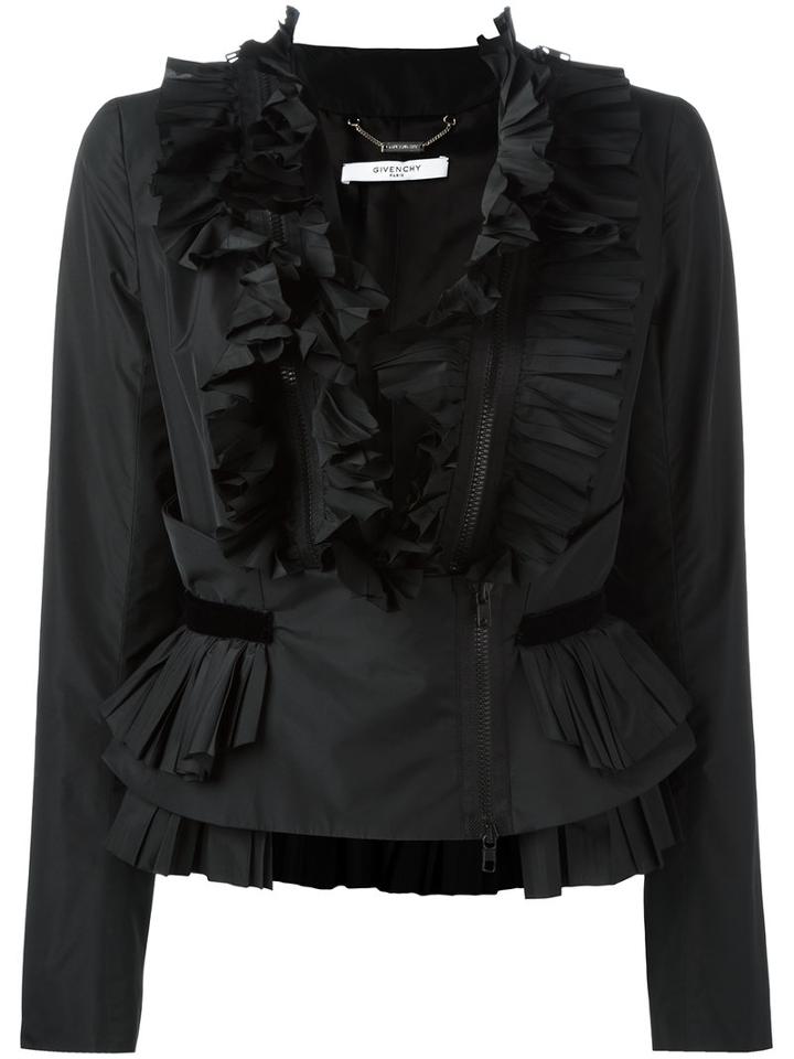 Givenchy Frill Zip-up Blouse, Women's, Size: 38, Black, Polyester/viscose