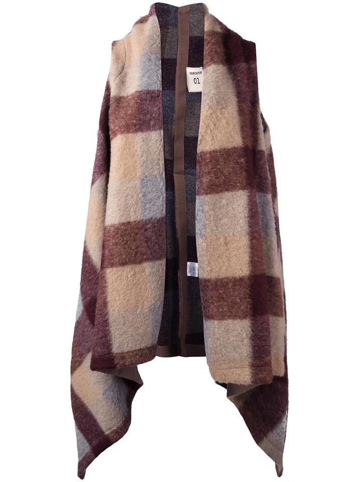 Semicouture Sleeveless Check Poncho, Women's, Size: 40, Polyester/virgin Wool/acrylic