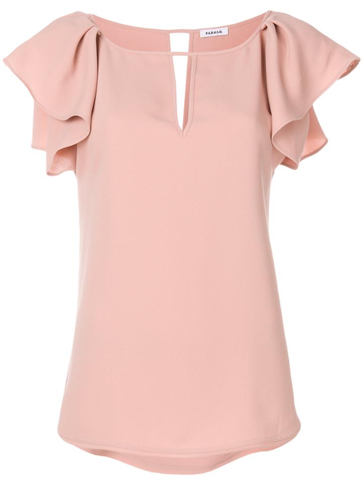 P.a.r.o.s.h. Ruffled Sleeves Blouse - Pink & Purple