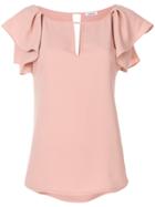 P.a.r.o.s.h. Ruffled Sleeves Blouse - Pink & Purple