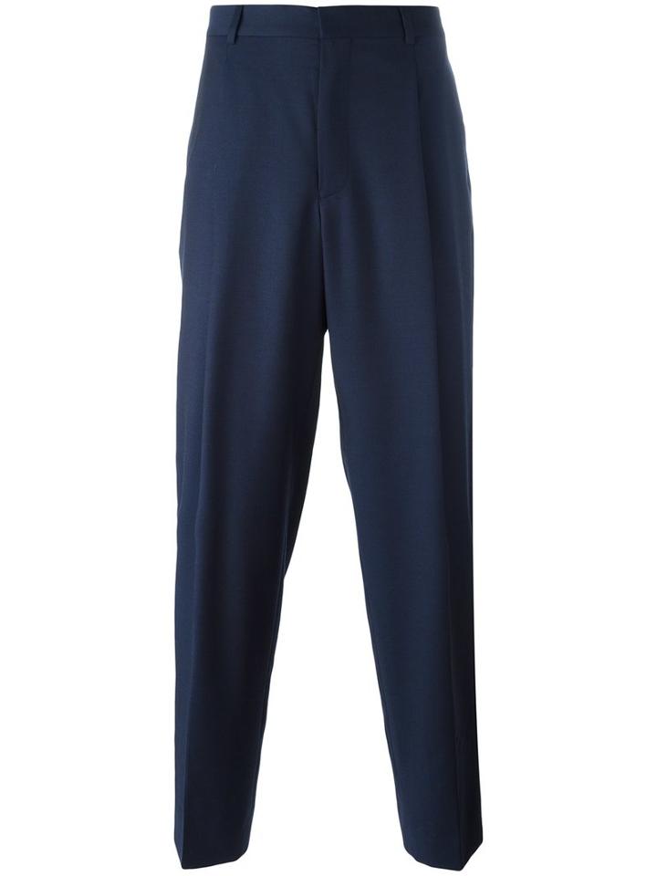 E. Tautz - Pleated Wide Leg Trousers - Men - Viscose/wool - 32, Blue, Viscose/wool