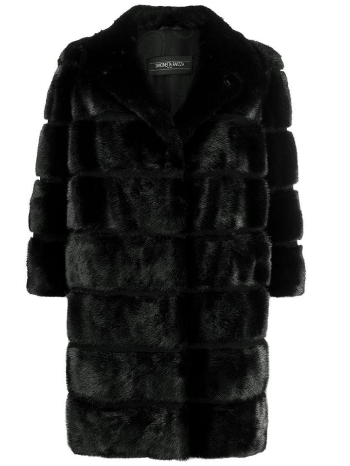 Simonetta Ravizza Convertible 3/4 Sleeves Coat - Black