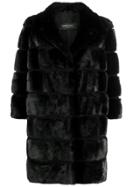 Simonetta Ravizza Convertible 3/4 Sleeves Coat - Black