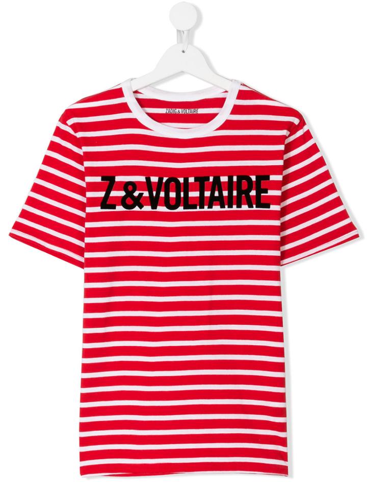 Zadig & Voltaire Kids Branded Striped T-shirt - Red