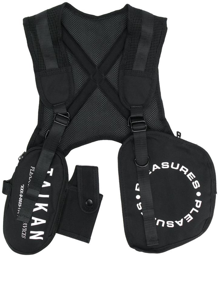 Pleasures Logo Print Harness Bag - Black