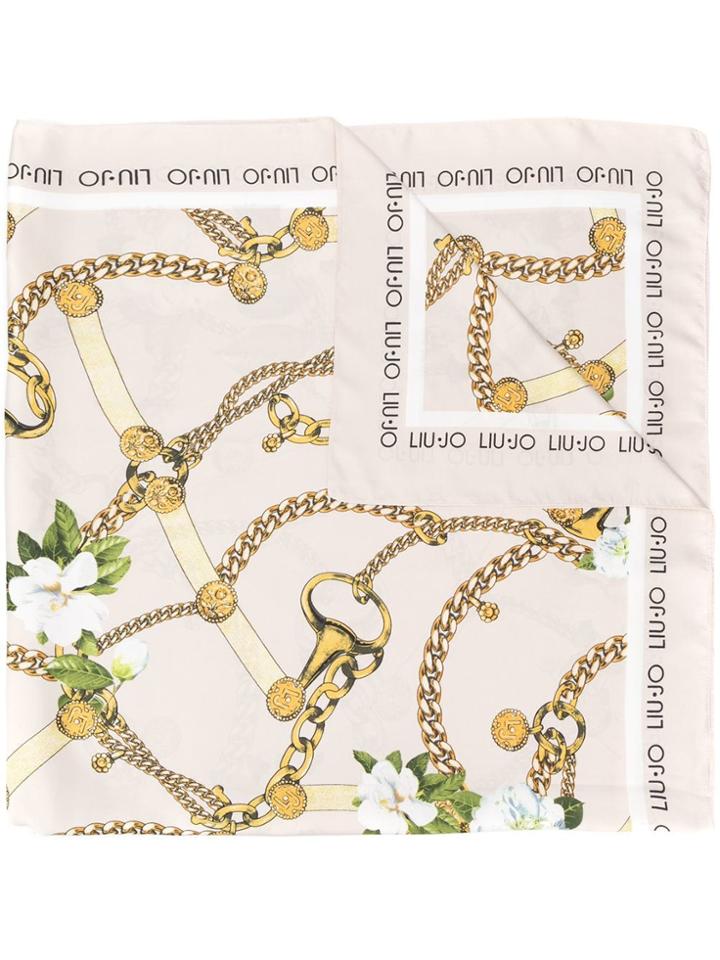 Liu Jo Chain-print Scarf - Neutrals