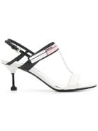 Prada Colourblock Logo Sandals - White