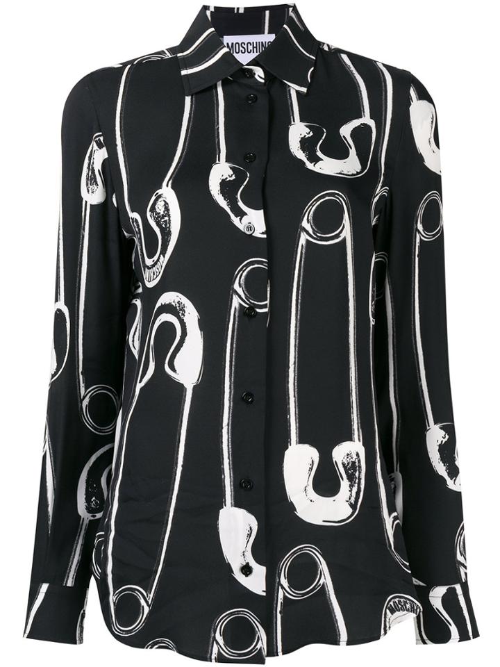 Moschino Safety Pin Print Shirt - Black