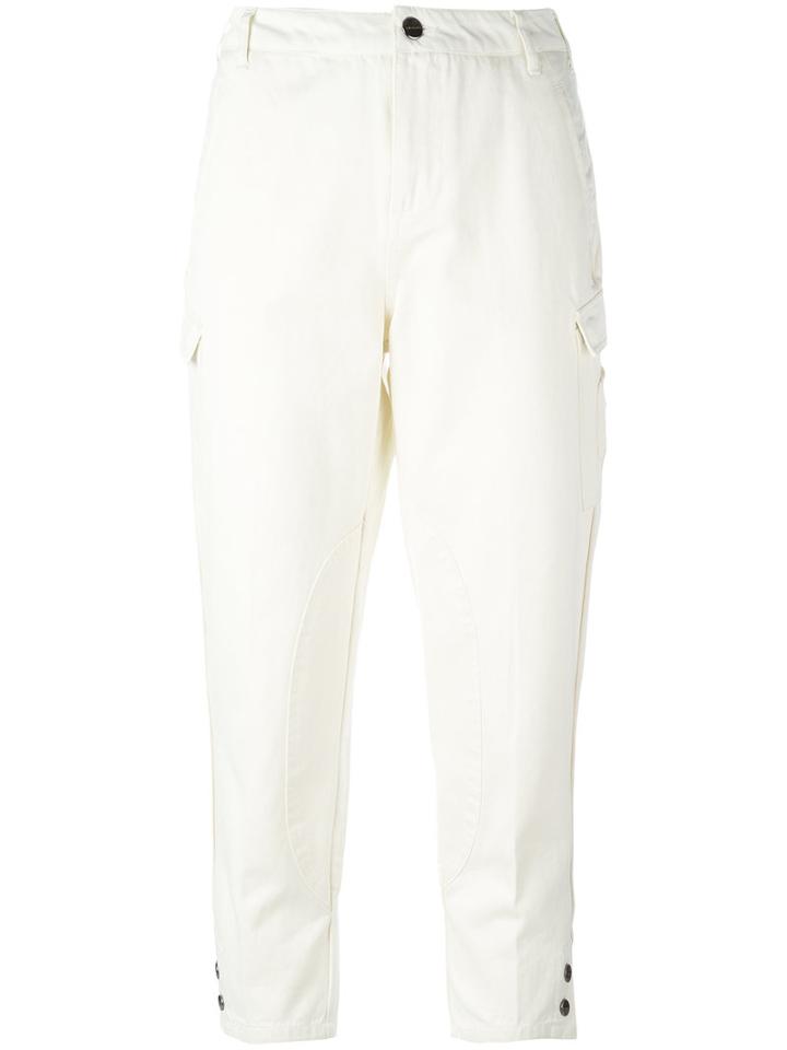 Twin-set Back Pockets Straight-leg Trousers, Women's, Size: 31, White, Cotton