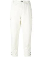 Twin-set Back Pockets Straight-leg Trousers, Women's, Size: 31, White, Cotton