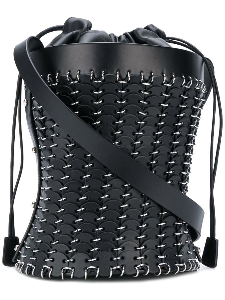 Paco Rabanne Eyelet Embellished Bucket Bag - Black