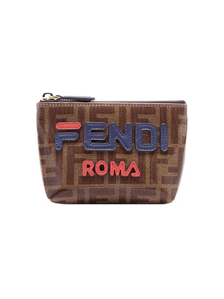 Fendi Fendimania Small Logo Pyramid Wallet - Brown