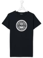 Balmain Kids Teen Emblem Print T-shirt - Blue
