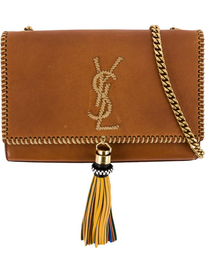 Saint Laurent Kate Stitched Detail Bag - Brown