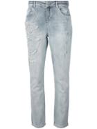 Twin-set - Pear Embellished Jeans - Women - Cotton/spandex/elastane/lyocell - 28, Women's, Blue, Cotton/spandex/elastane/lyocell