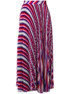 Msgm Striped Pleated Skirt - Multicolour