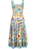 Dolce & Gabbana Majolica Print Dress, Women's, Size: 38, White, Cotton