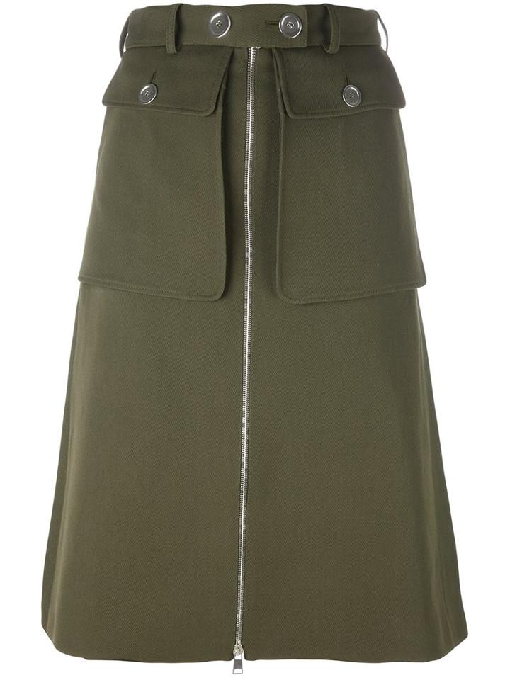Alexander Mcqueen Military Skirt, Women's, Size: 40, Green, Silk/virgin Wool