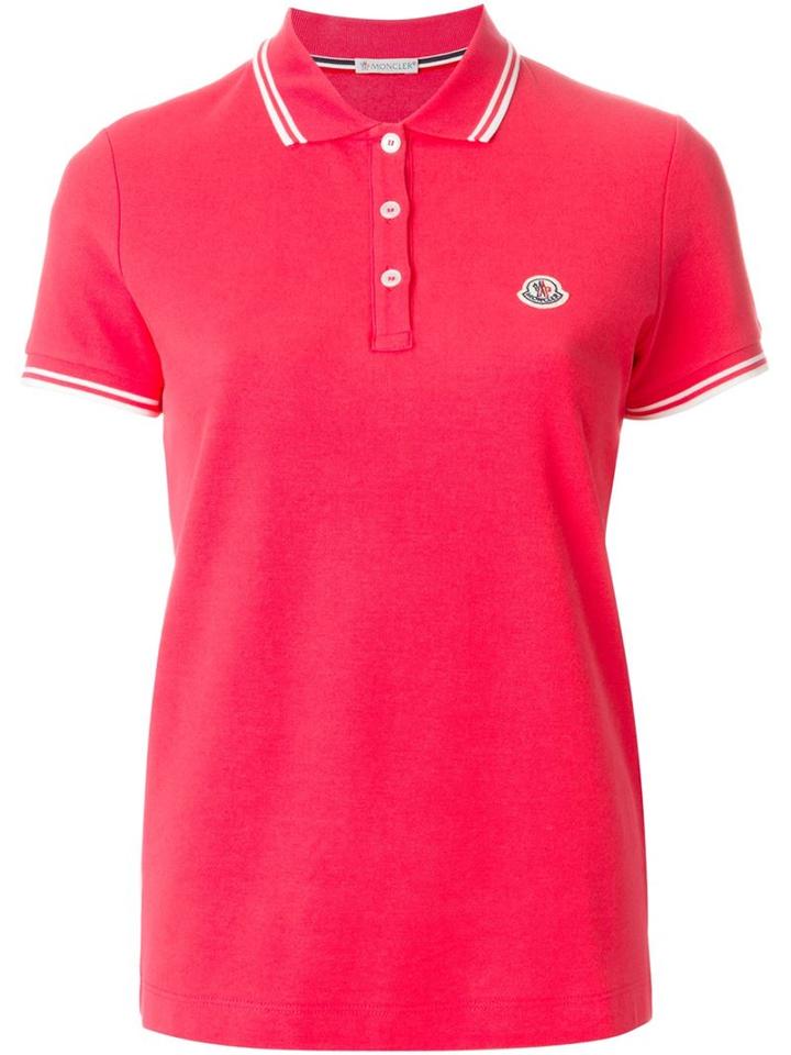 Moncler Piped Collar Polo Shirt, Women's, Size: Medium, Pink/purple, Cotton