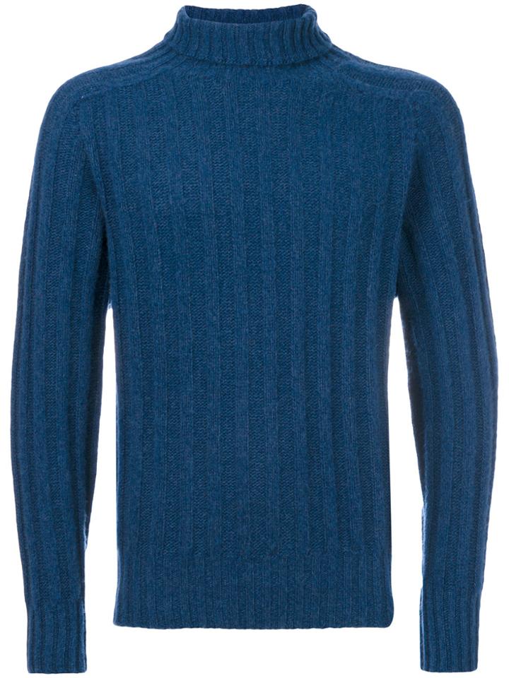 Tom Ford Ribbed Roll Neck Jumper - Blue