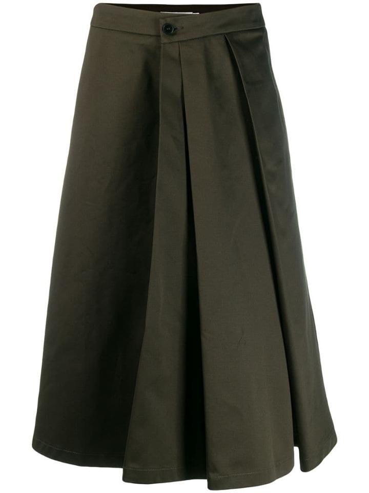Barena Flared Pleated Skirt - Green
