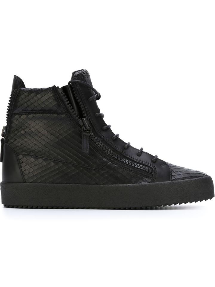 Giuseppe Zanotti Design Nolan Hi-top Sneakers, Men's, Size: 40, Black, Calf Leather/rubber
