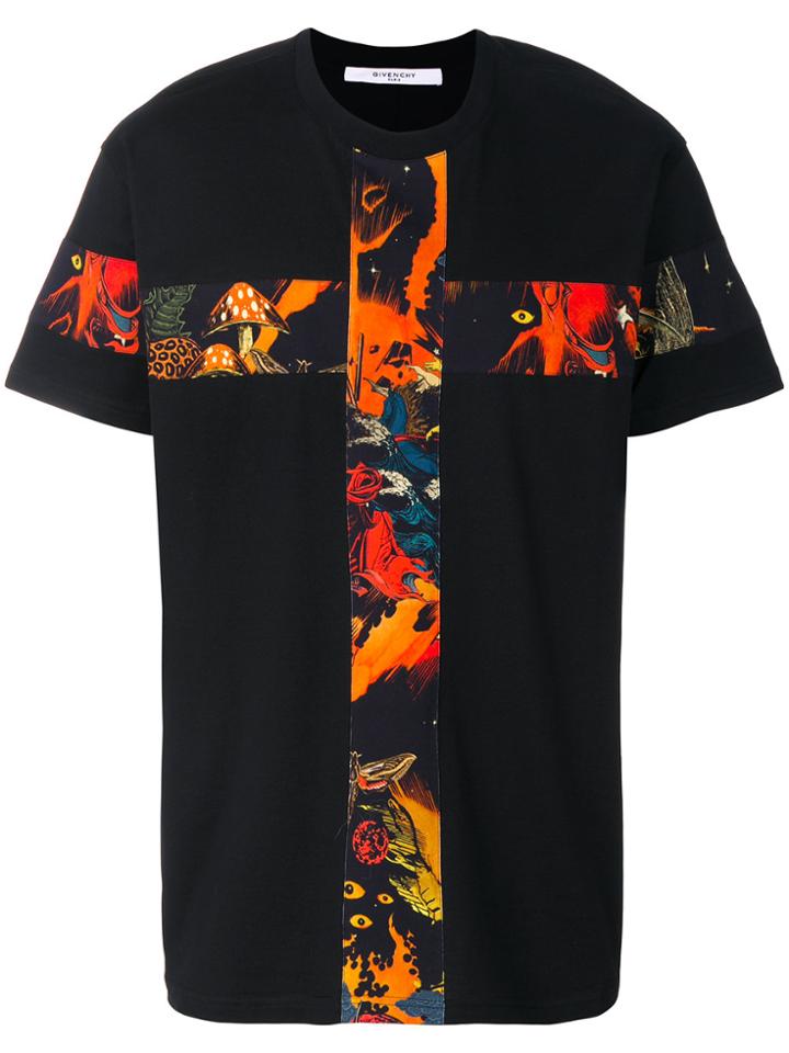 Givenchy Cross Panel Printed T-shirt - Black