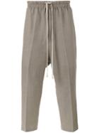 Rick Owens - Drop-crotch Cropped Trousers - Men - Cotton/nylon/cupro/alpaca - 52, Grey, Cotton/nylon/cupro/alpaca