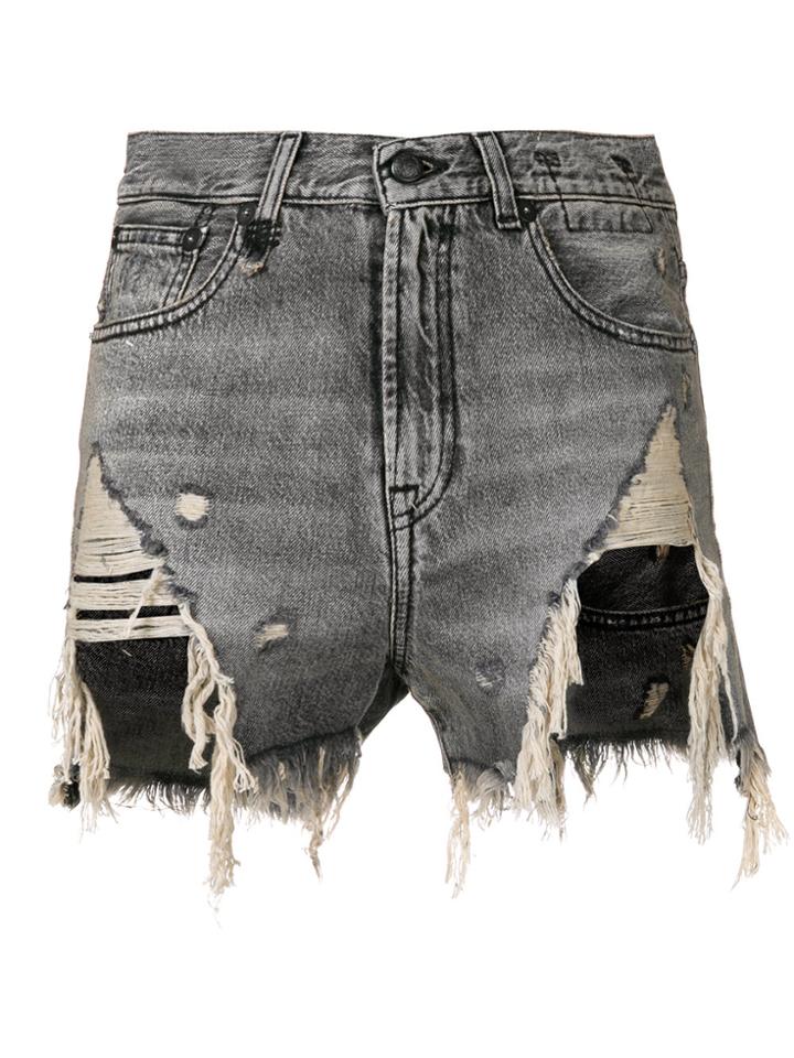 R13 Distressed Denim Shorts - Black
