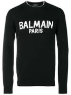 Balmain Slim Fit Logo Sweater - Black